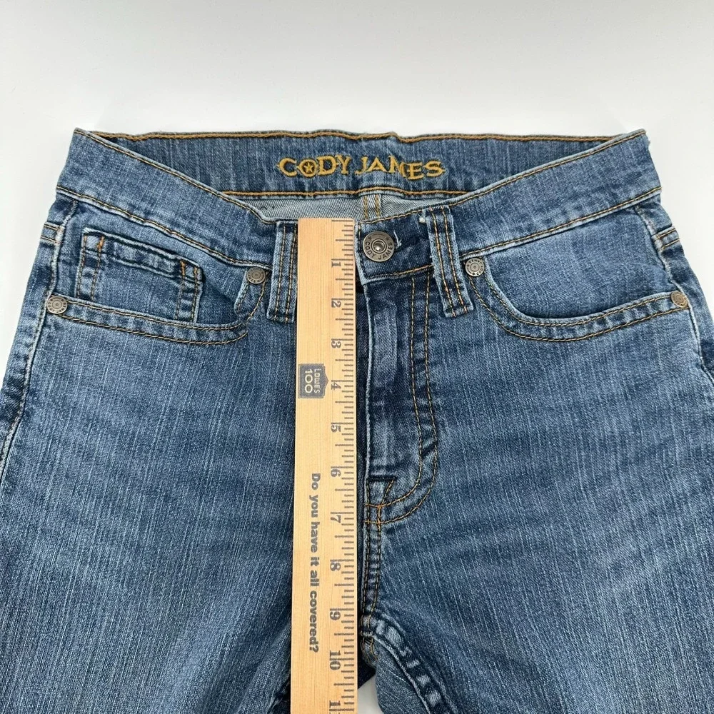 Cody James Straight Jeans Mens 30Wx32L‎ Blue Denim Whisker Mid Rise Stretch Logo
